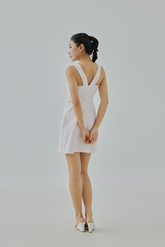 Aubrielia Pinstripes V-Back Mini Dress